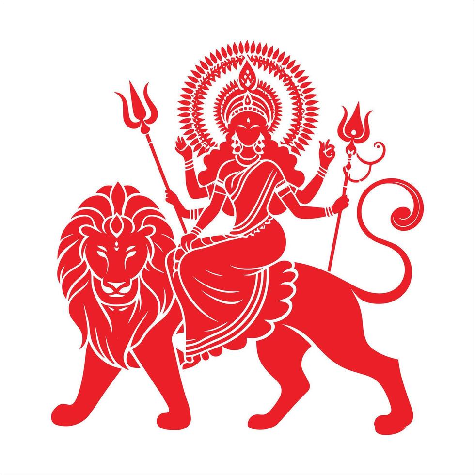 Silhouette Happy Chaitra Navratri Celebration Navratri Wishes Greeting card vector