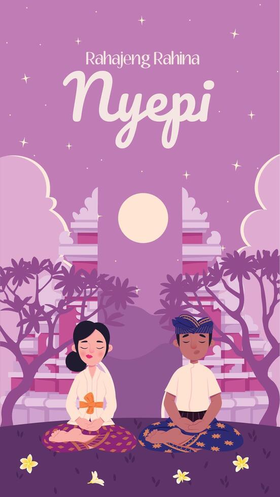 Silence Meditation in Nyepi Day vector