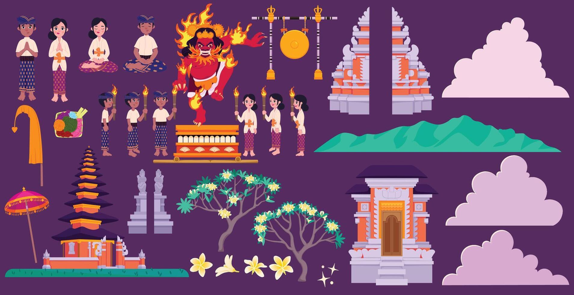 Nyepi Day Elements vector