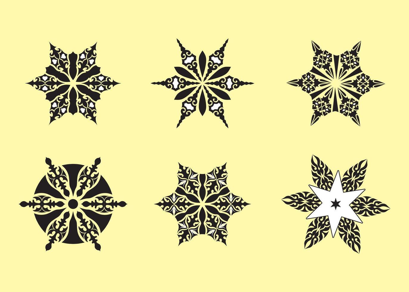 Star shape little mandala rangoli pattern vector