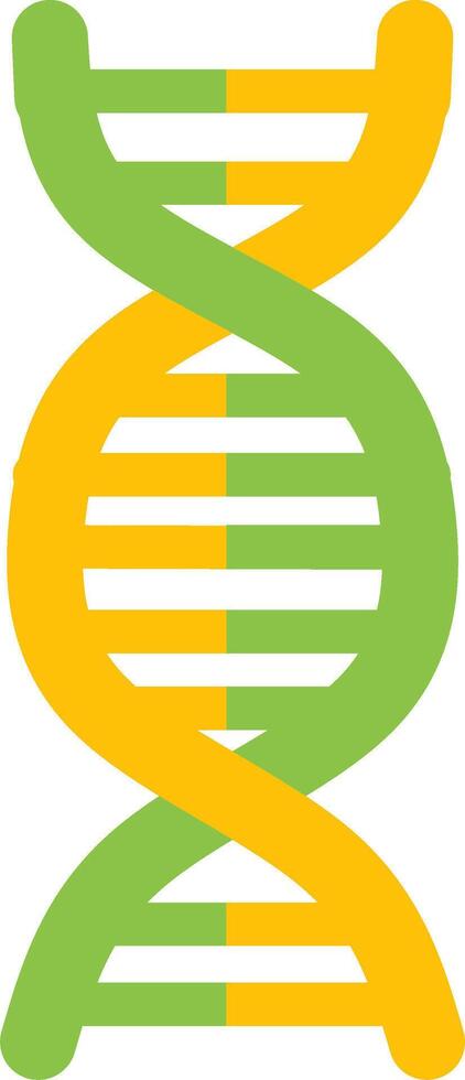 DNA helix green and yellow color icon. Deoxyribonucleic, nucleic acid structure. Spiraling strands. Chromosome. Molecular biology. Genetic code. Genome. Genetics. Isolated illustration vector