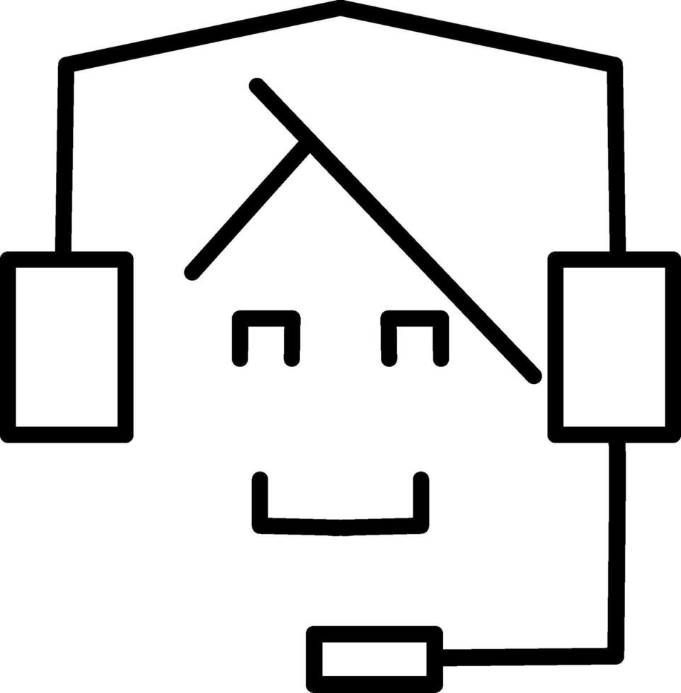 Customer Care Service and Support Icon outline Person Avatar With Headphone for Helpline in Glyph Pictogram Symbol illustration. Fit for business application. vector