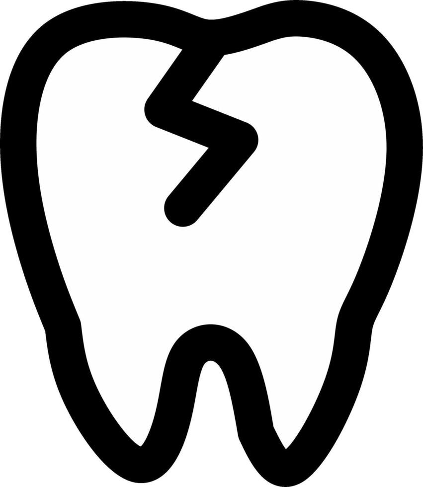 Molar cracked tooth outline icon. Human tooth silhouette, dental logo. Fit for dental clinic logo. vector
