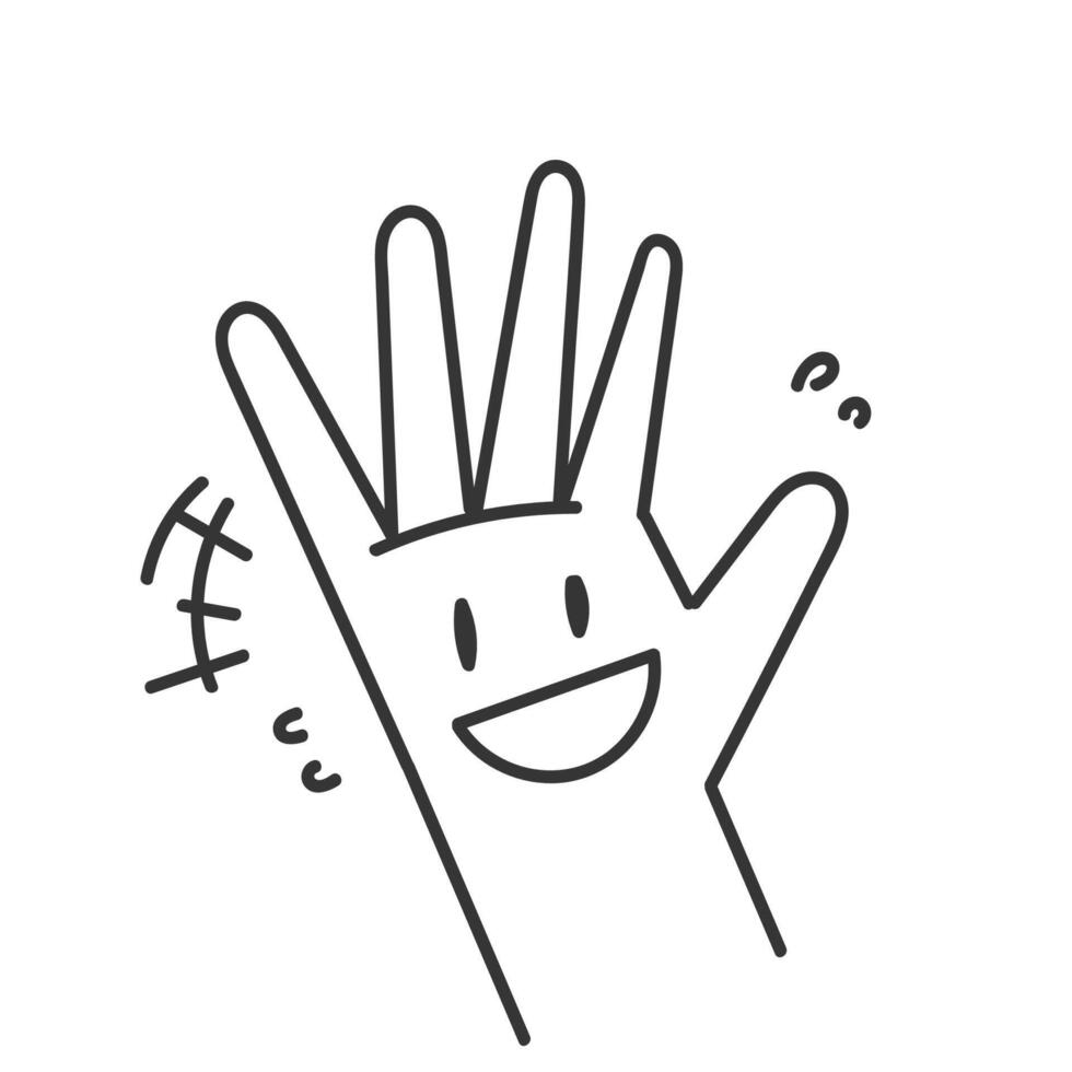 a hand with a smiley face and a thumbs up vector