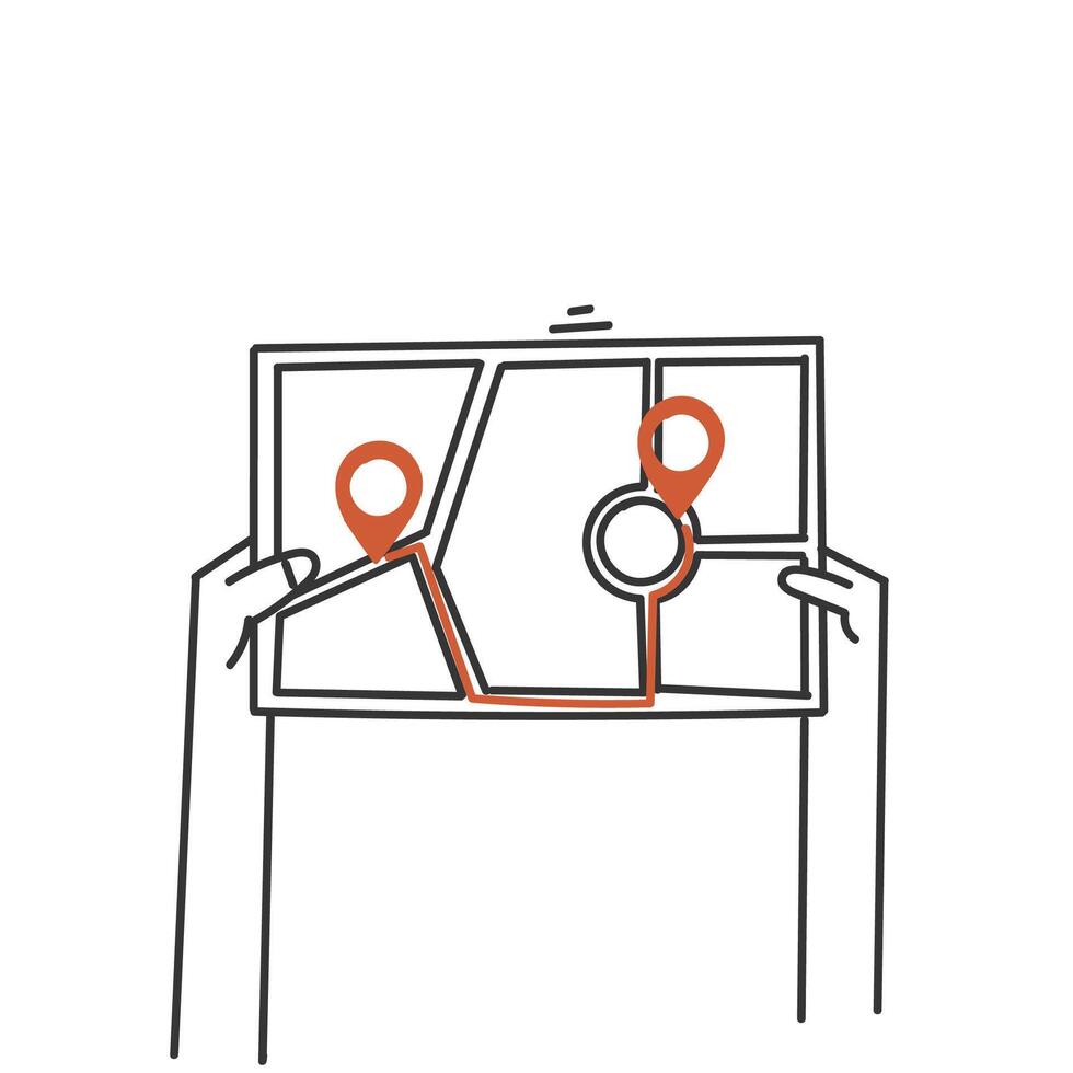 hand holding a map with a pin pointing to it vector