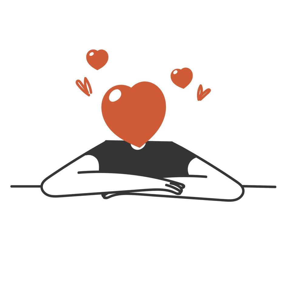 a woman with a heart on his head vector