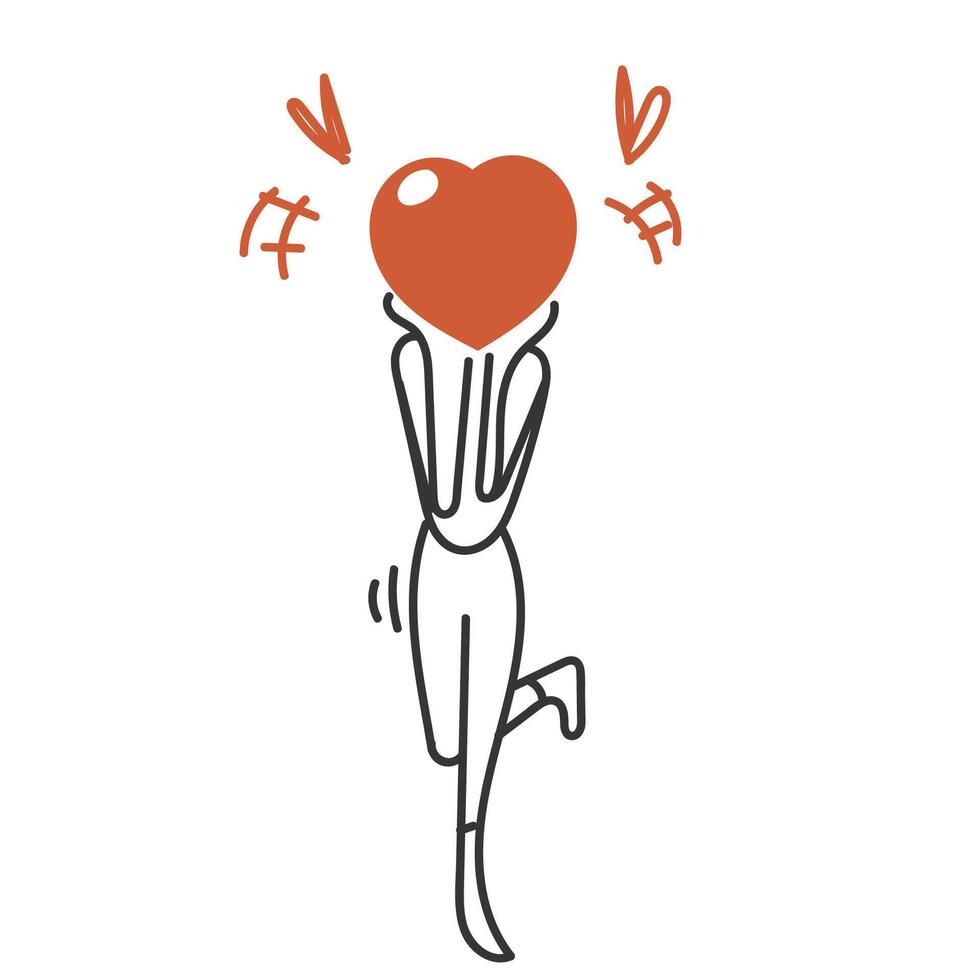 a cartoon woman holding a heart in his hands vector