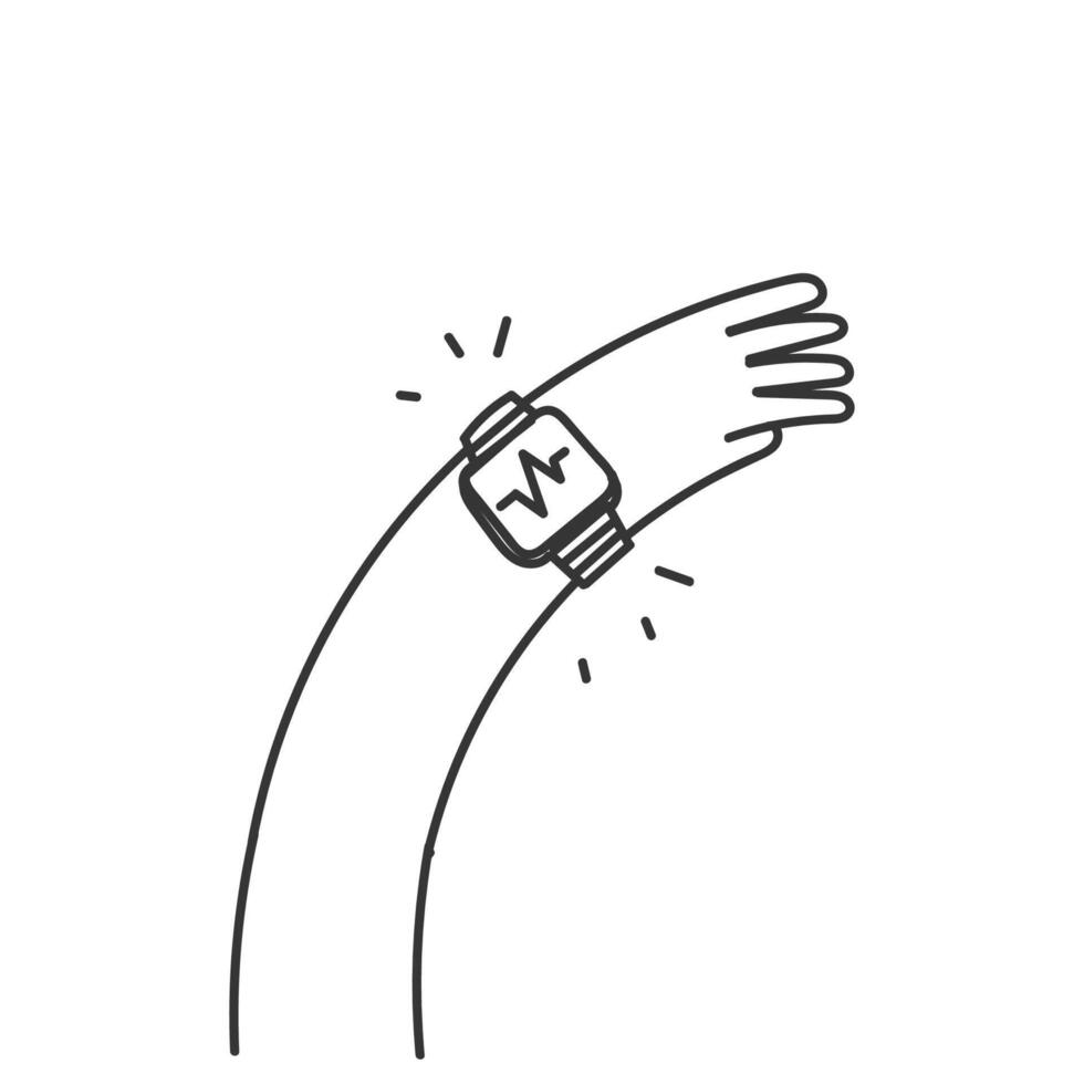 a hand holding a watch with a heart rate monitor vector
