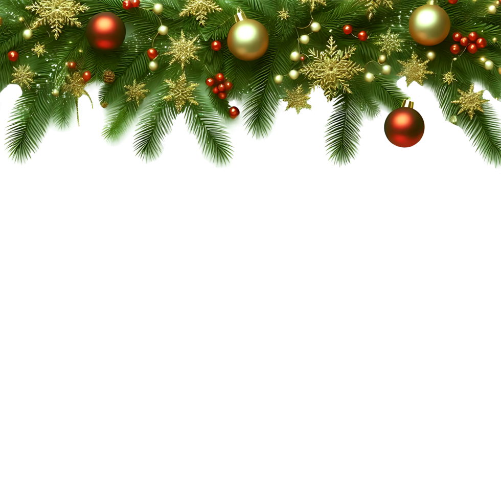 Christmas Border and Frame with light glow Ball Berries Pine Branches And Green Leaves png