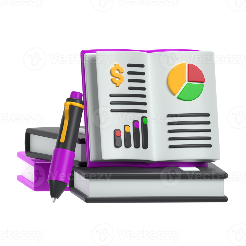 A purple pen and a book with a graph on it png
