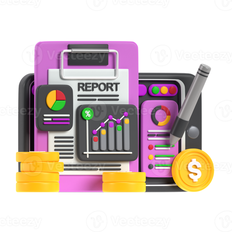 Business Report in 3d Illustration png
