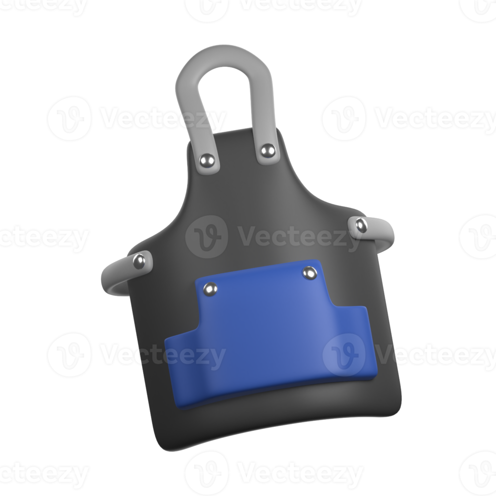 A black apron with blue straps on it png