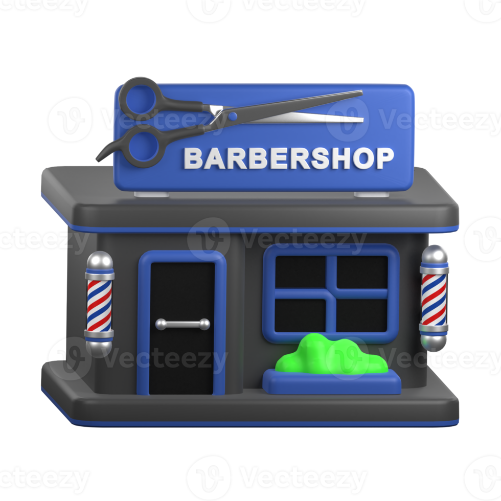 Barbershop In 3d Illustration png