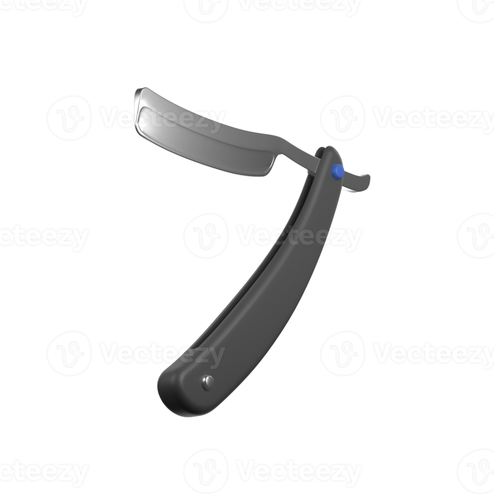 A razor with a blue handle on a black background png