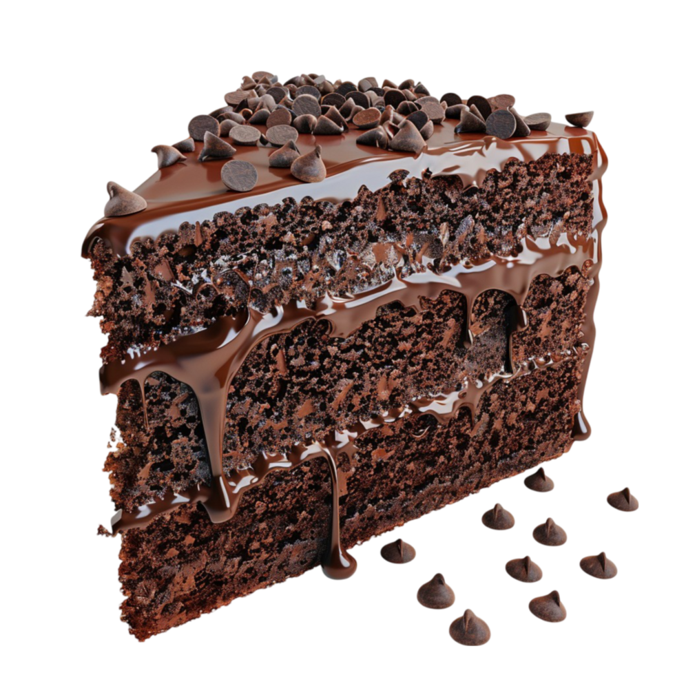 Chocolate Cake Slice with ChipsAI-Generative png