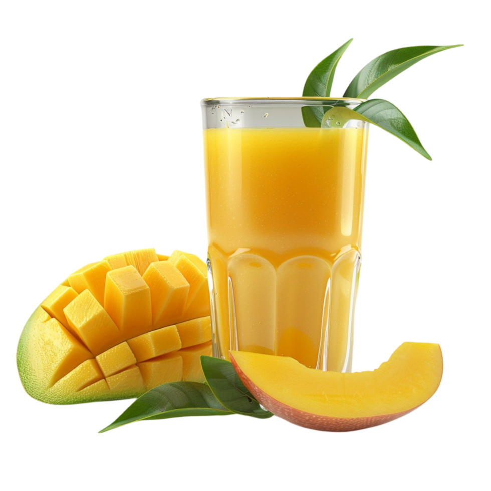 Mango Juice with Slices and GlassAI-Generative png