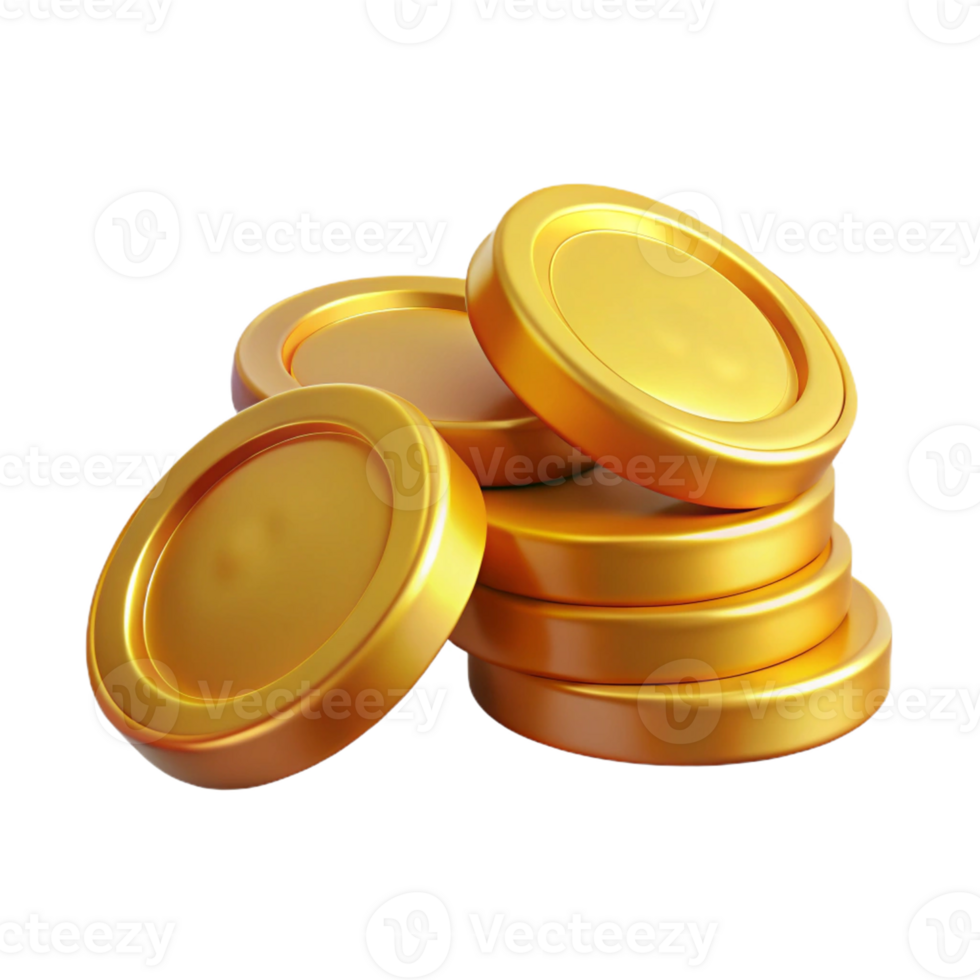 gold coins isolated 3d render png
