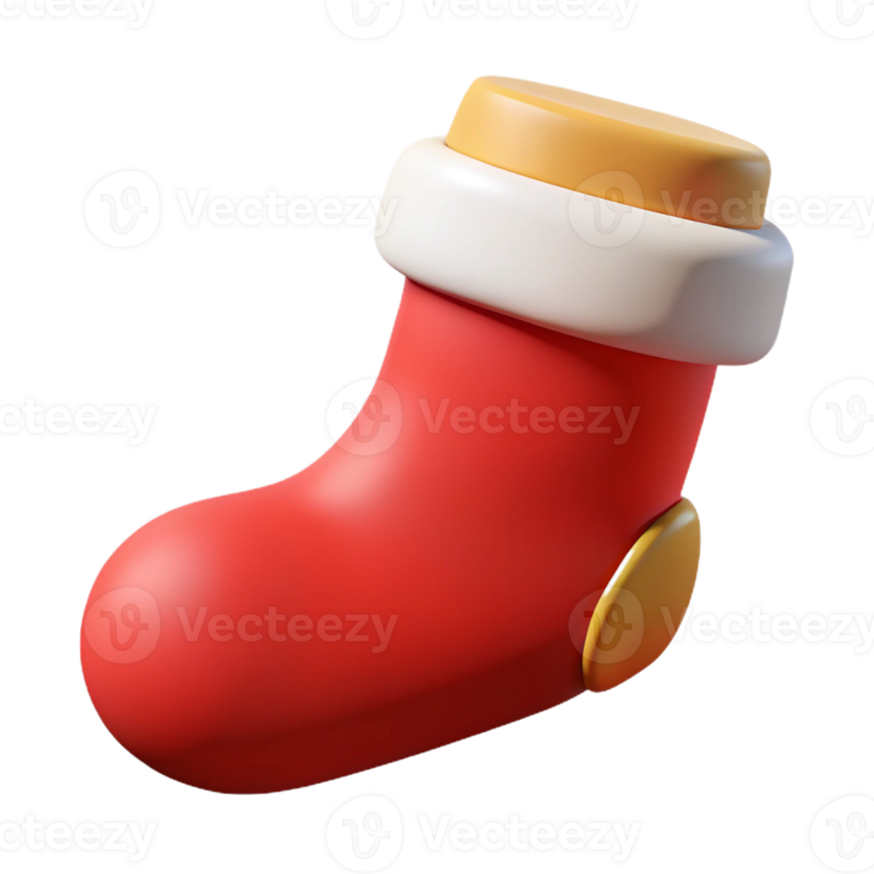 Christmas stocking sock 3D render isolated png