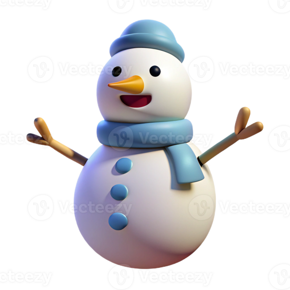 cartoon snowman with blue scarf and hat png