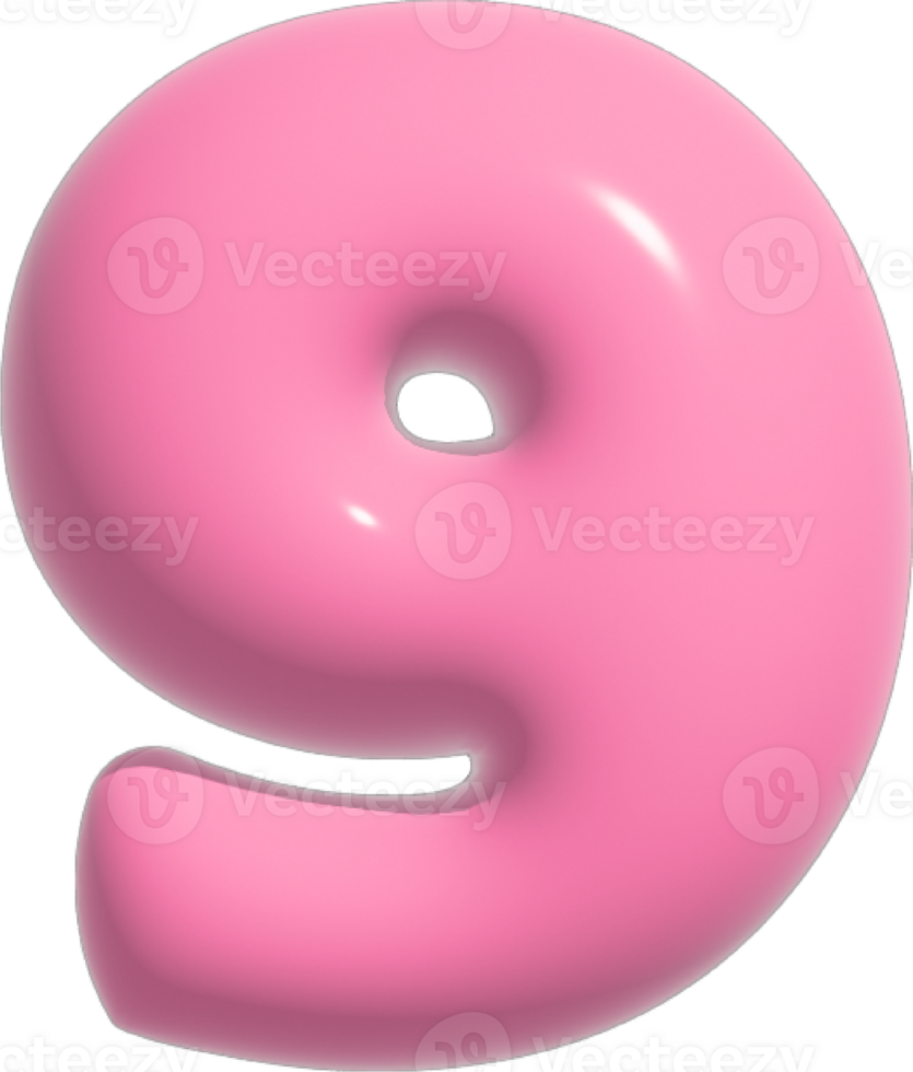 pink number 9 on transparent background png