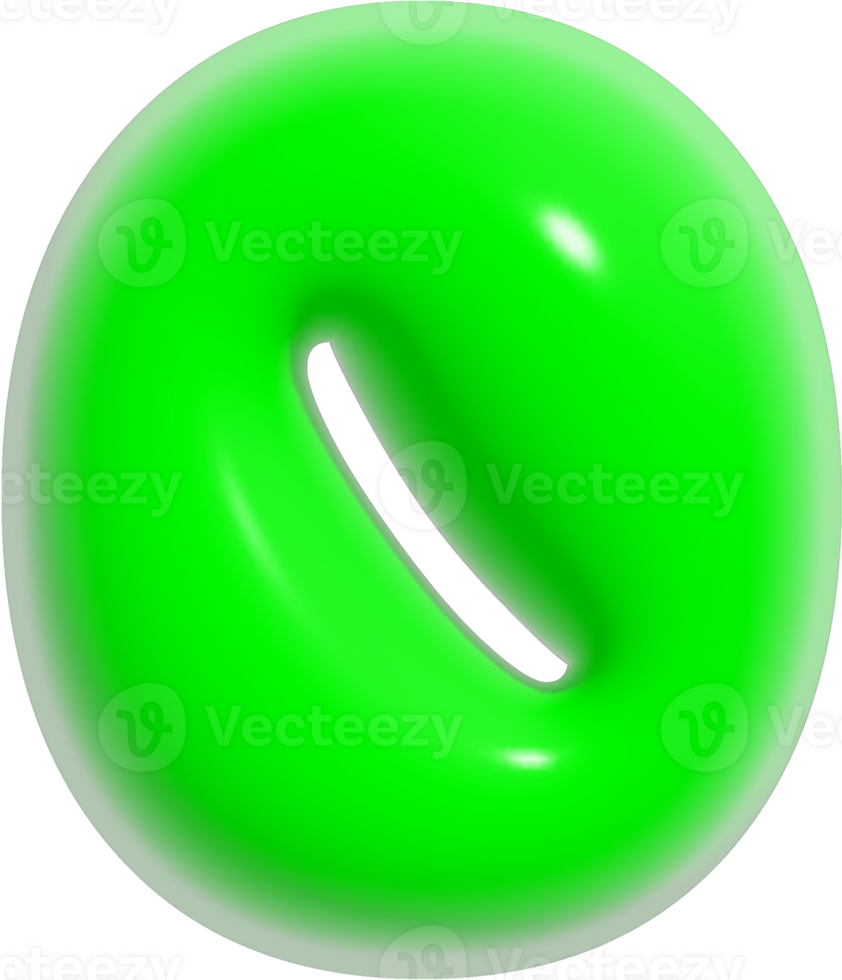 3D green number zero png