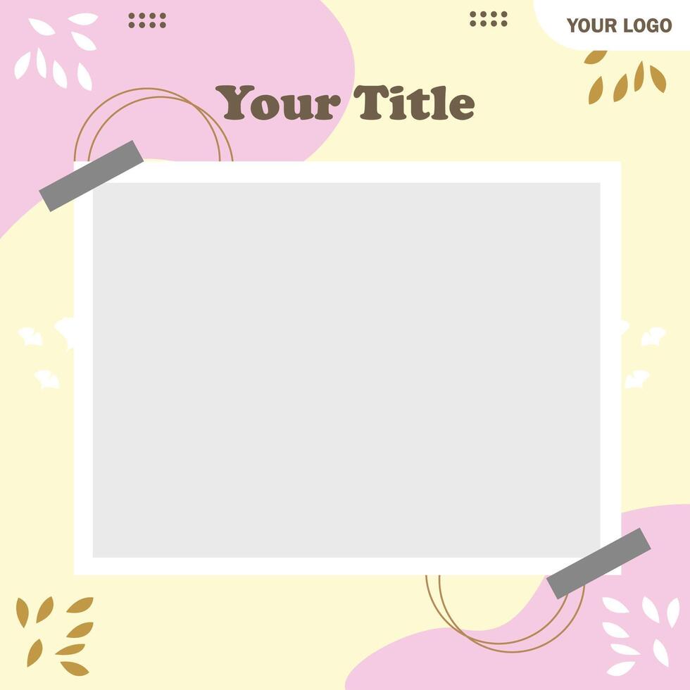 photo frame template with cute frame design vector