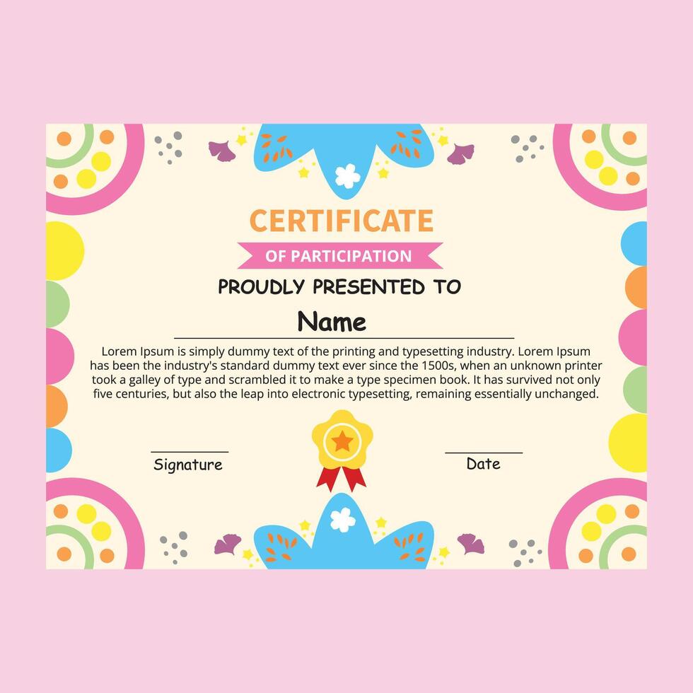 cute certificate template for school vector
