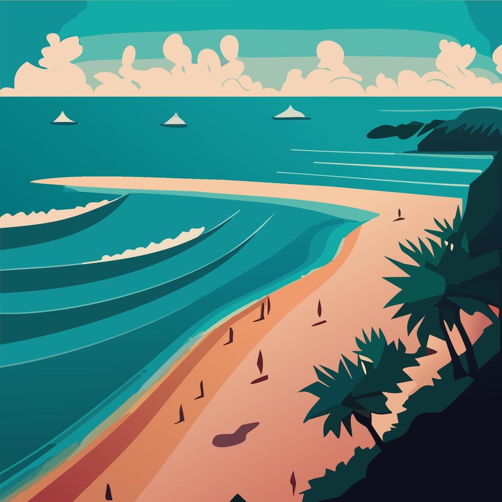 beautiful beach scene vector