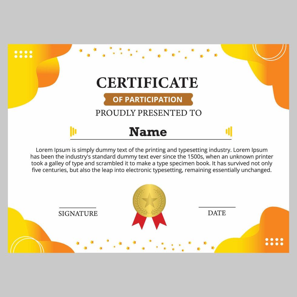 certificate template with abstract gradient frame vector