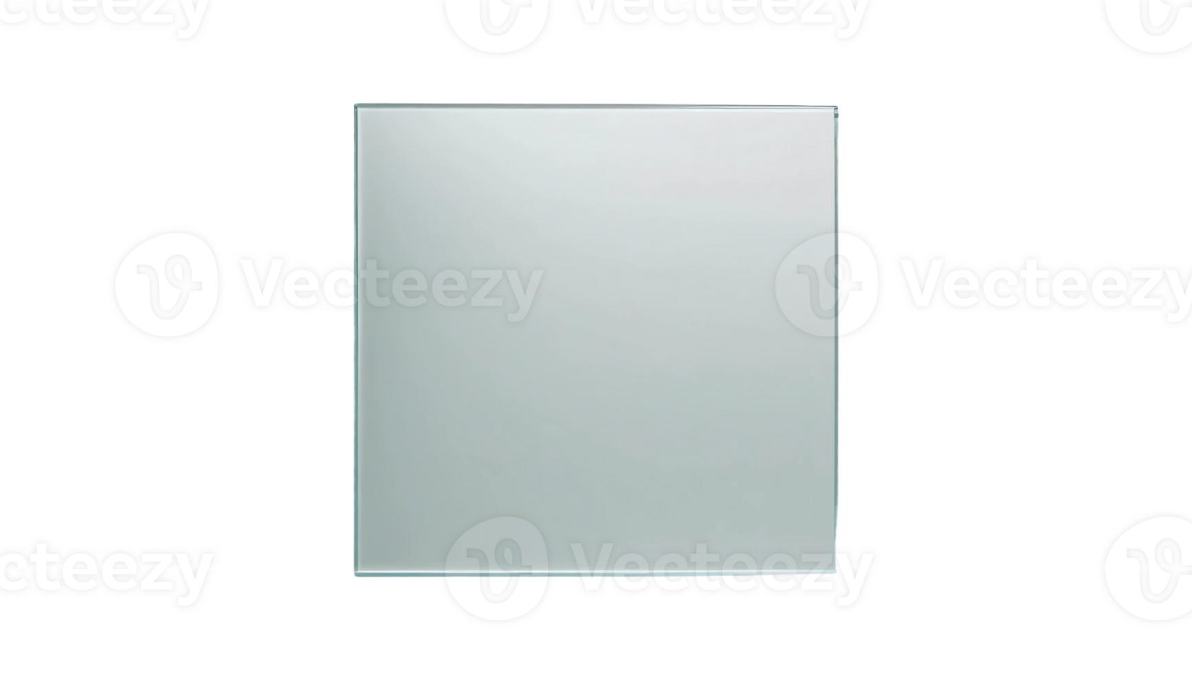Thin frosted glass square panel with a minimalist design, featuring smooth edges and a contemporary style for interior decor. Isolated on transparent background png