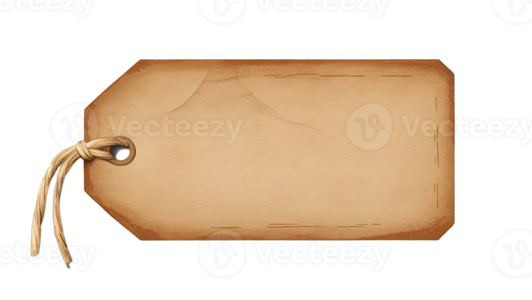 A blank brown tag with a string, perfect for labeling items or gifts in various creative projects. Isolated on transparent background png