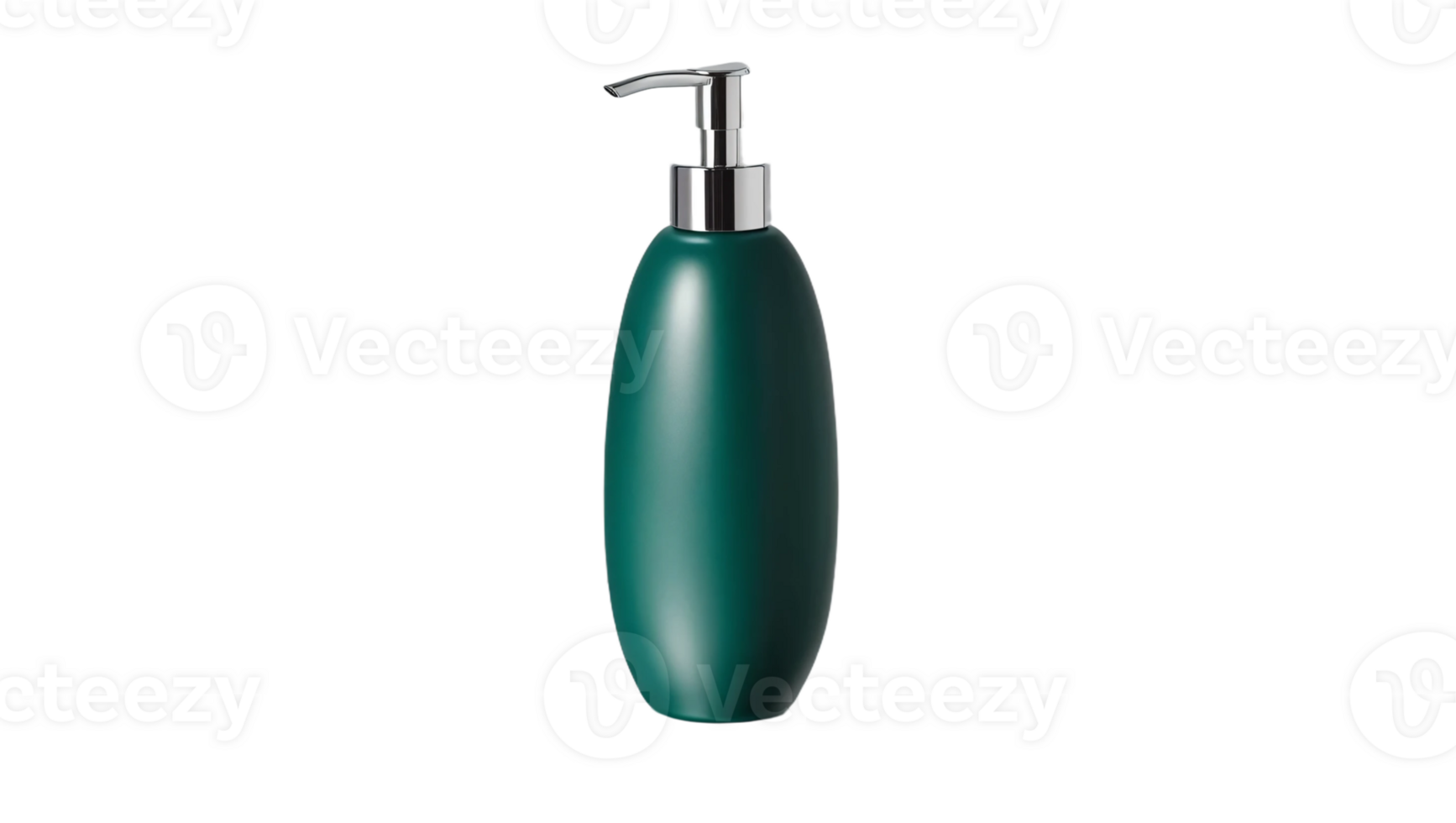 Green pump bottle for cosmetics. This sleek container is ideal for lotions, shampoos, and other beauty products, isolated on transparent background png