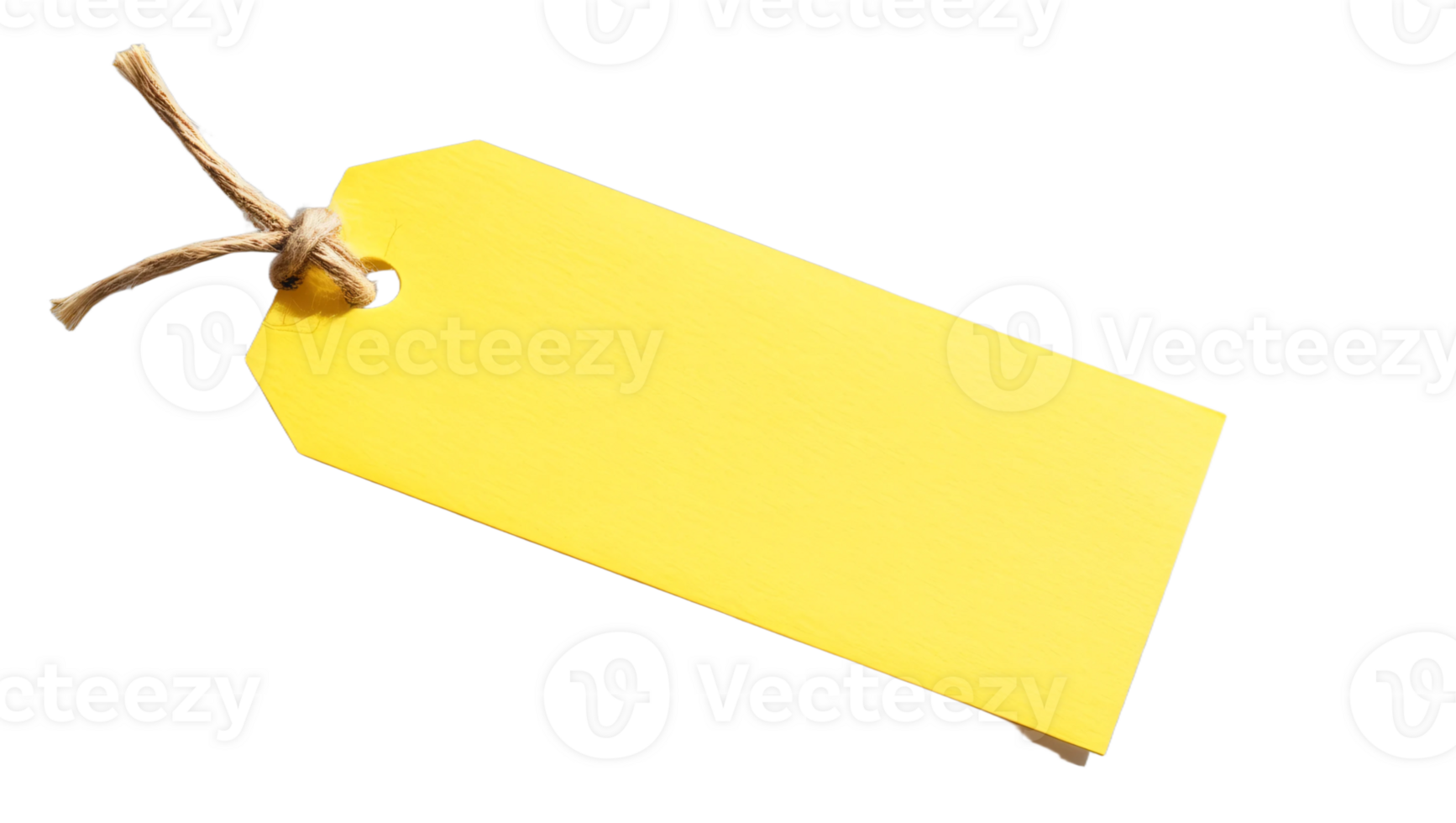 A blank yellow tag with a string, perfect for labeling items or gifts in various creative projects. Isolated on transparent background png