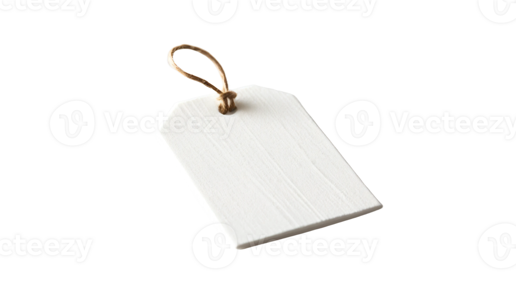 A blank white tag with a string, perfect for labeling items or gifts in various creative projects. Isolated on transparent background png
