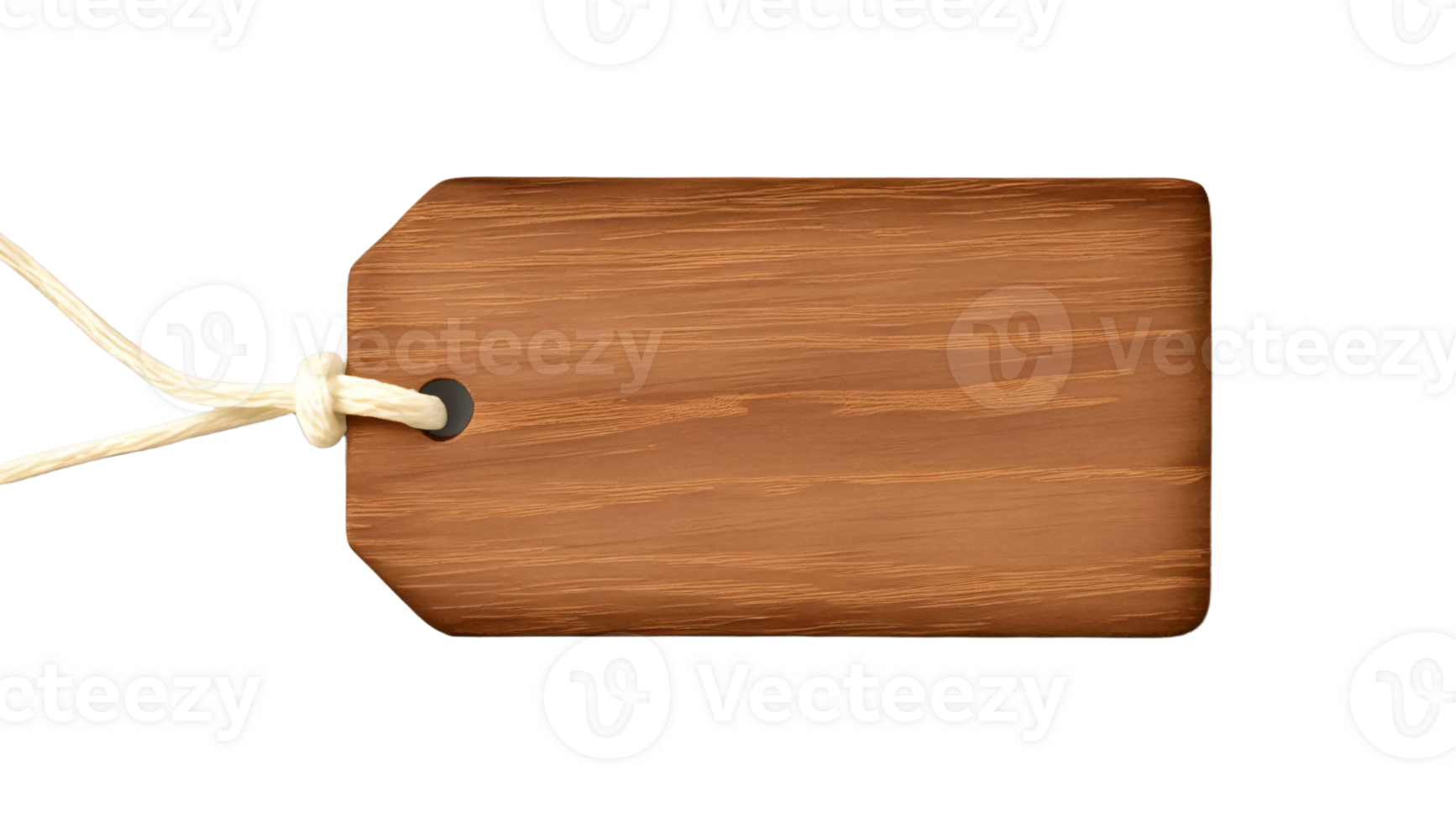 A blank wooden tag with a string, perfect for labeling items or gifts in various creative projects. Isolated on transparent background png