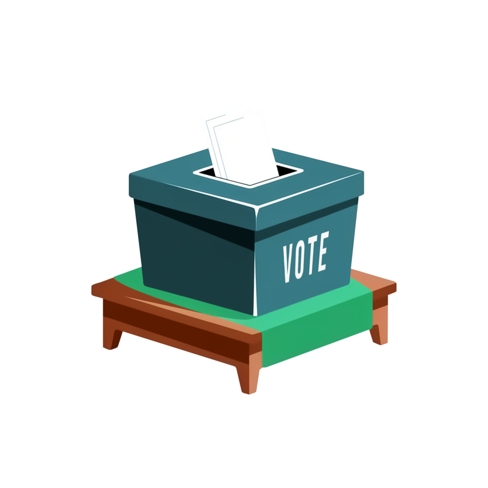An illustration of a voting box on a table png