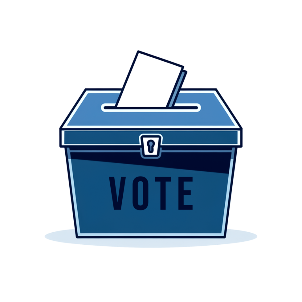 A blue box with a vote on it png