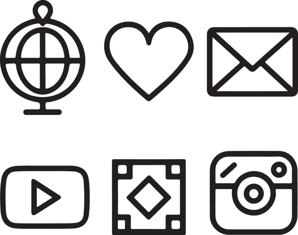 Timeless Black and White Outline Icons for Social Media vector