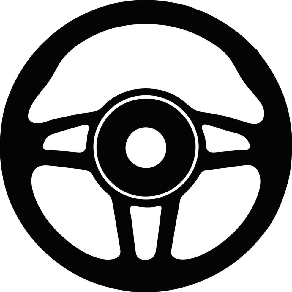 Simple Car Steering Wheel Shape Icon vector