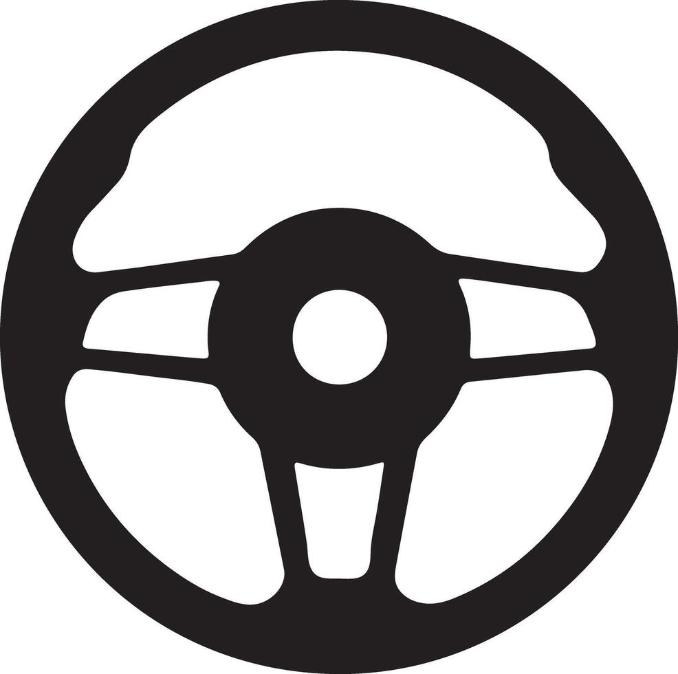 Monochrome Car Steering Wheel Silhouette Icon vector