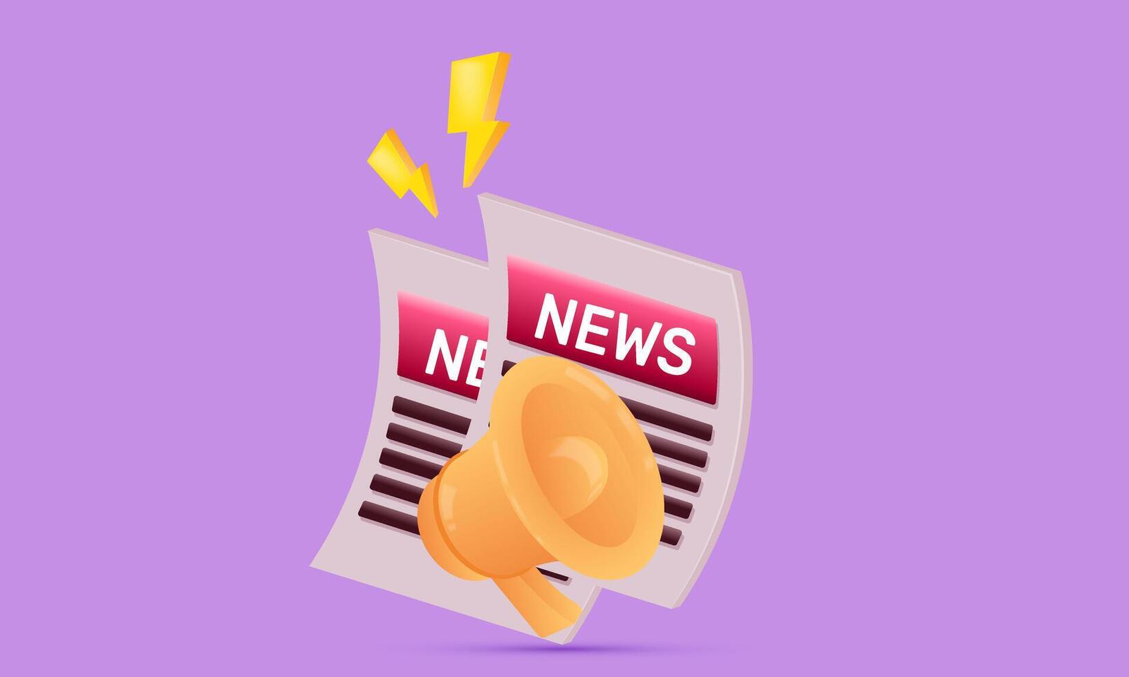 3d realistic icon world flash newspaper business design vector