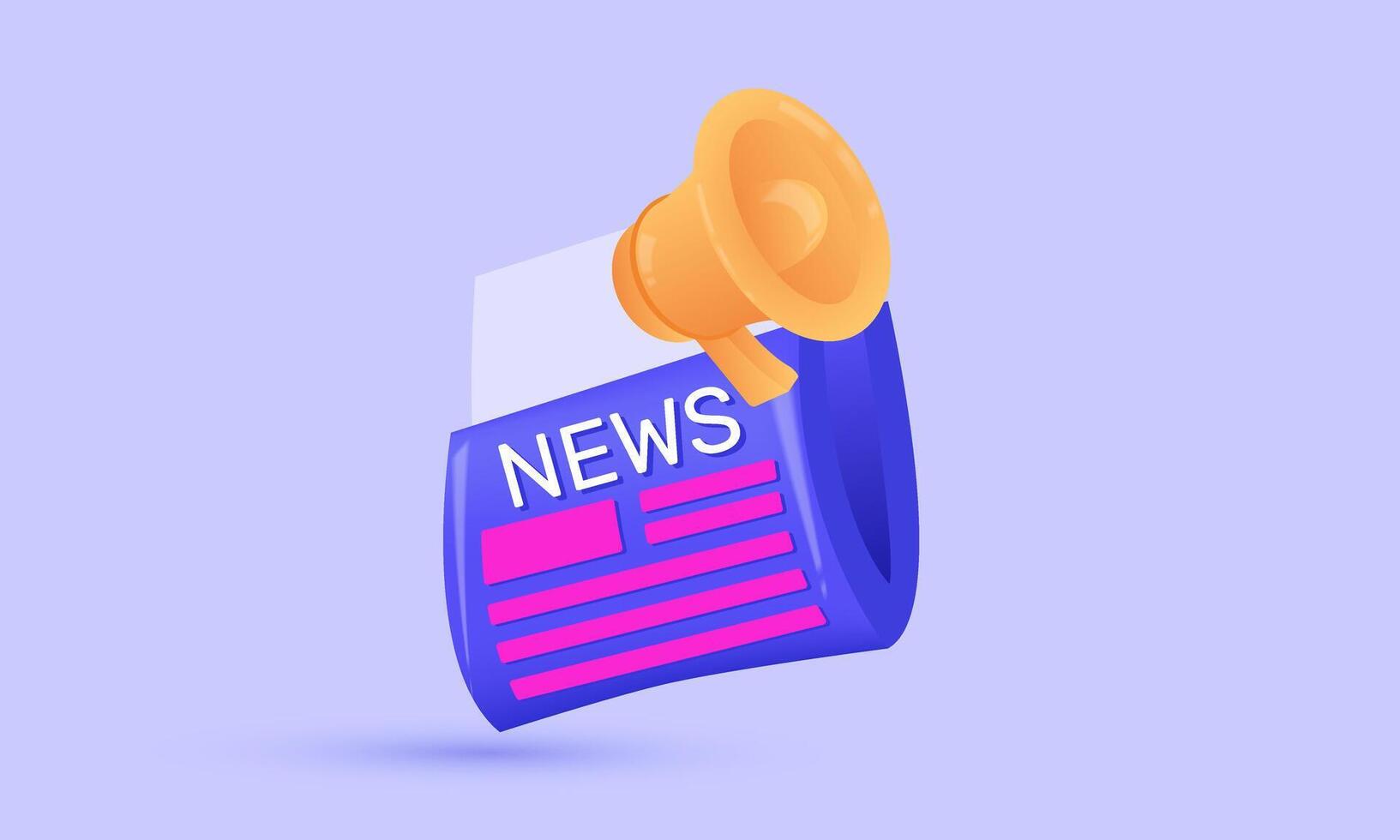 3d purple concept world newspaper realistic icon design vector