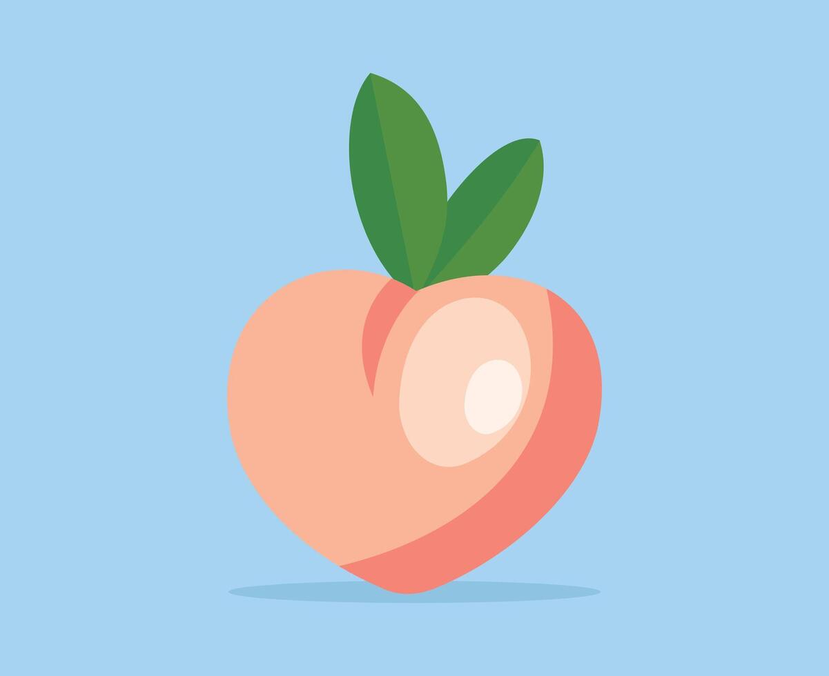 Cute funny peach fruit cartoon or illustration of summer fruits vector