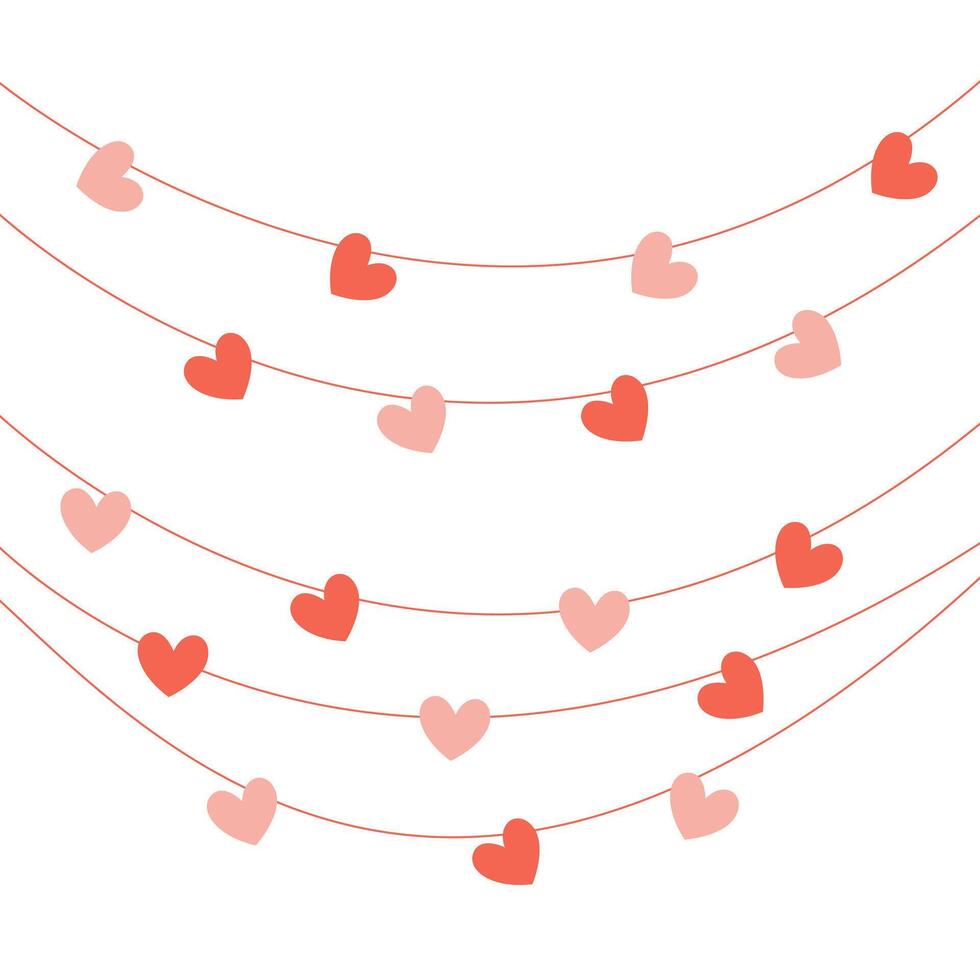 heart-shaped garlands, Simple, flat design vector