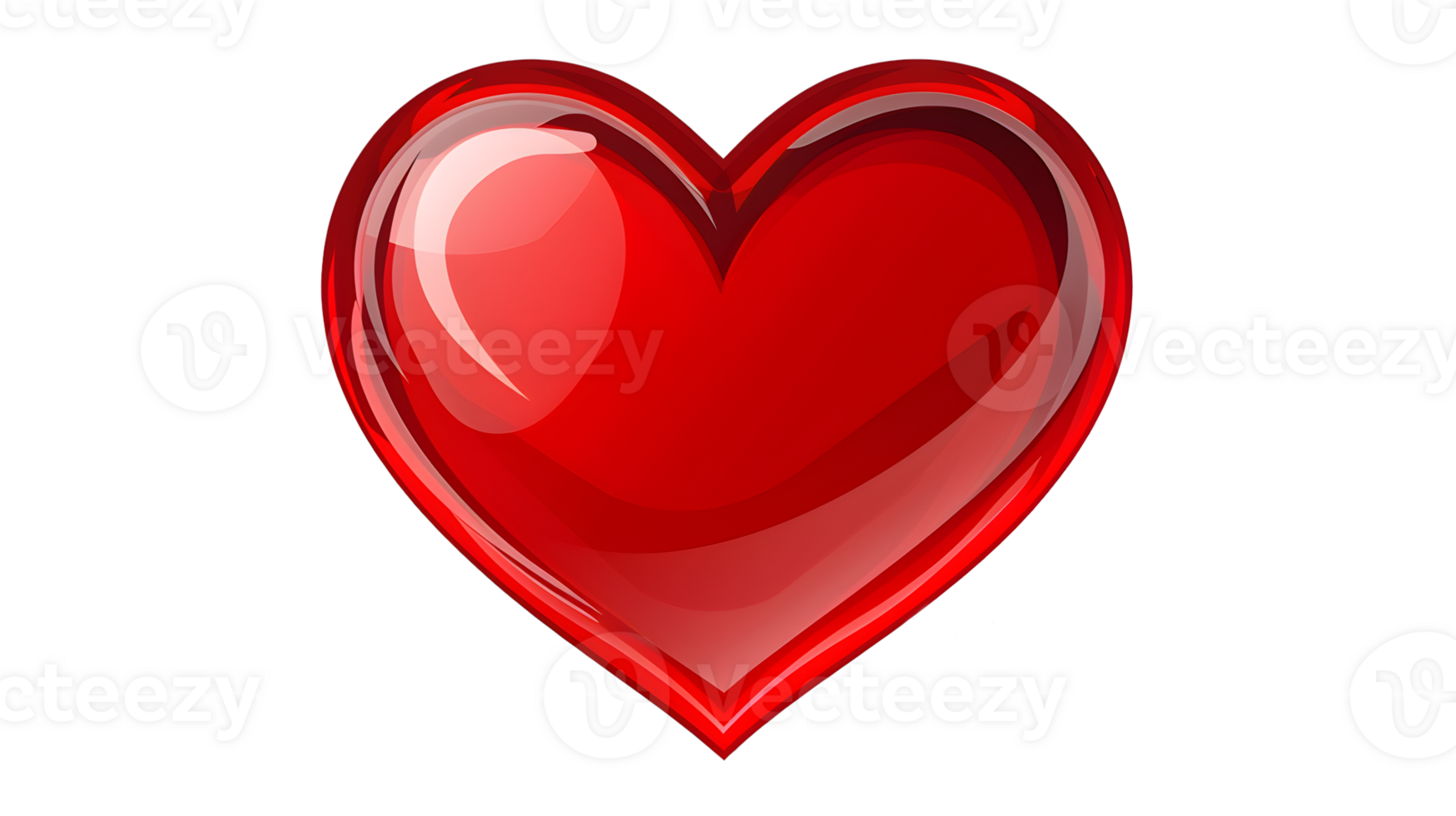 Glossy Red Heart Symbol with Reflection png