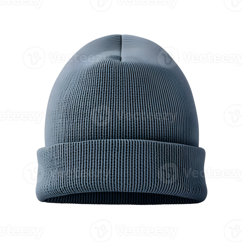 Dark Blue Ribbed Knit Beanie Hat png