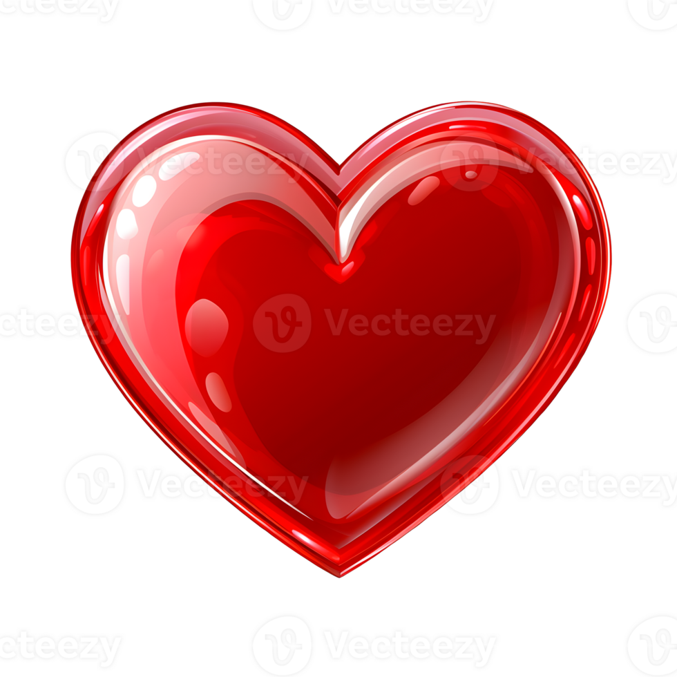Glossy Red Heart Icon with Highlights png