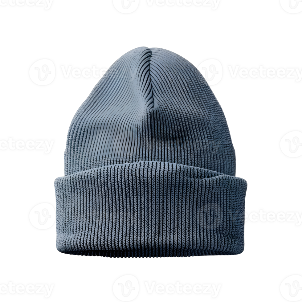 Dark Gray Knitted Beanie with Folded Brim png