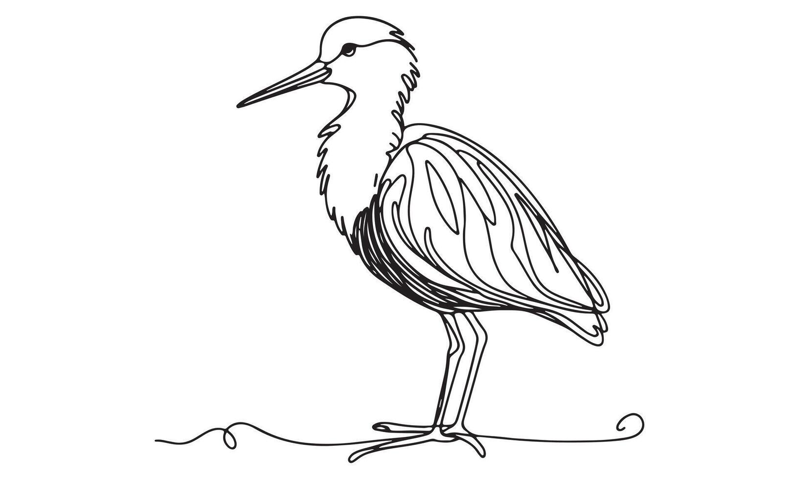 A drawing of a heron standing on a branch vector