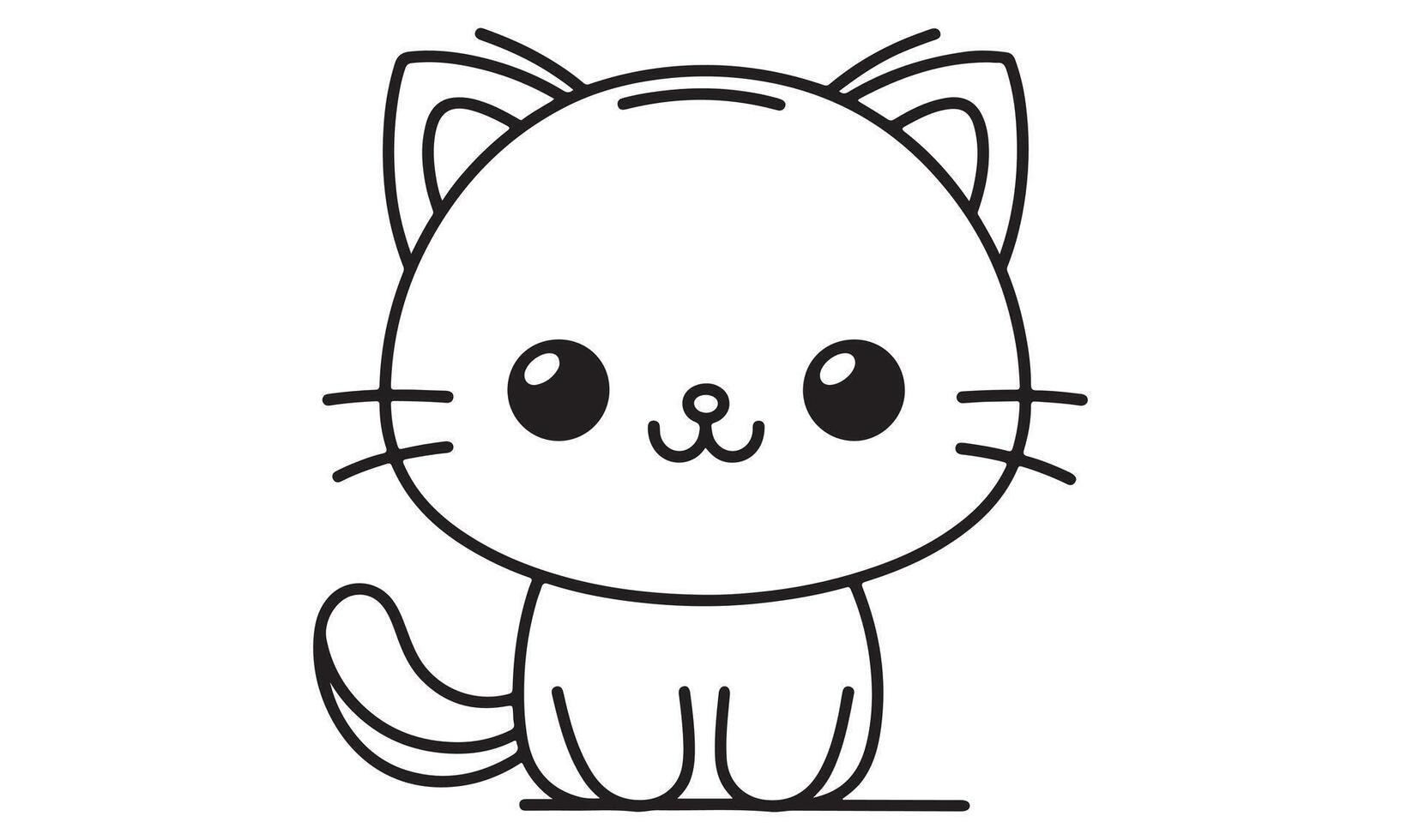 A black and white drawing of a cat vector